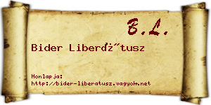 Bider Liberátusz névjegykártya